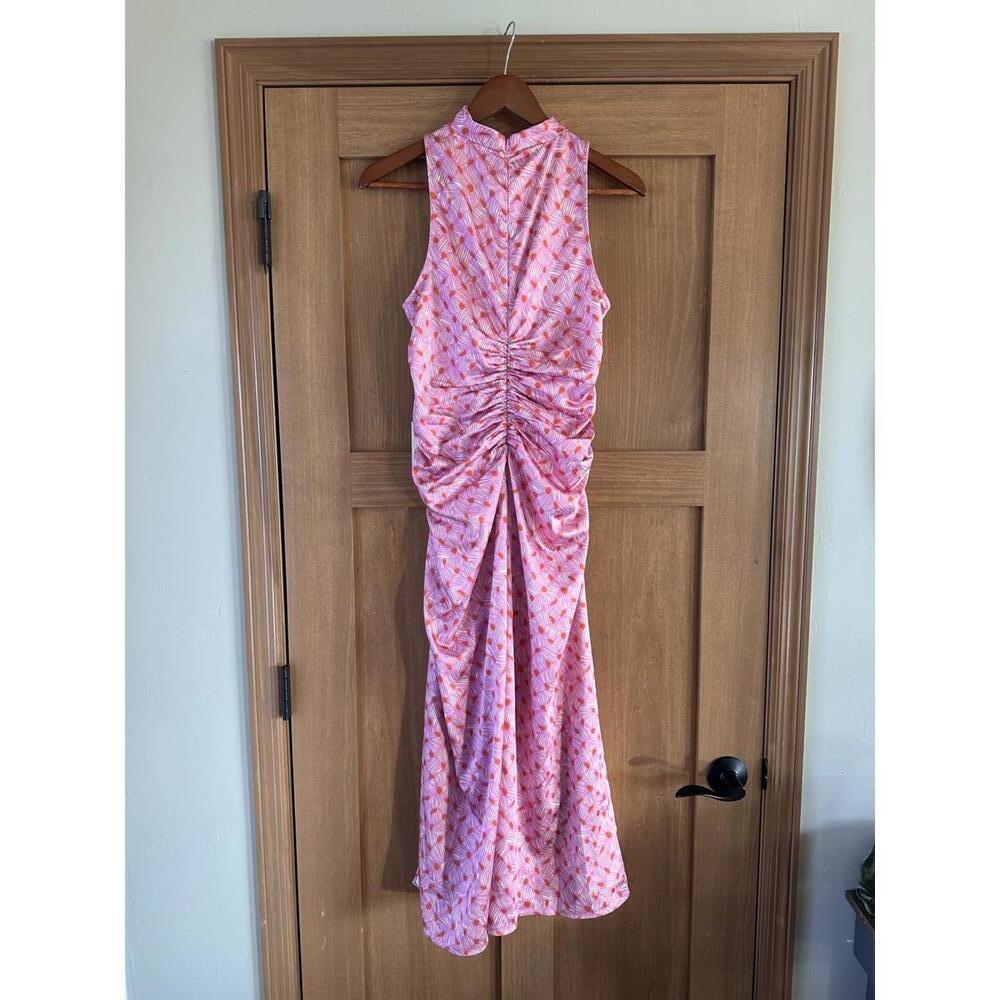 NWT Parker The Ayla Ruched Mock-Neck Satin Midi Dress in Cashmere Rose Women’s 8 - Picture 5 of 15